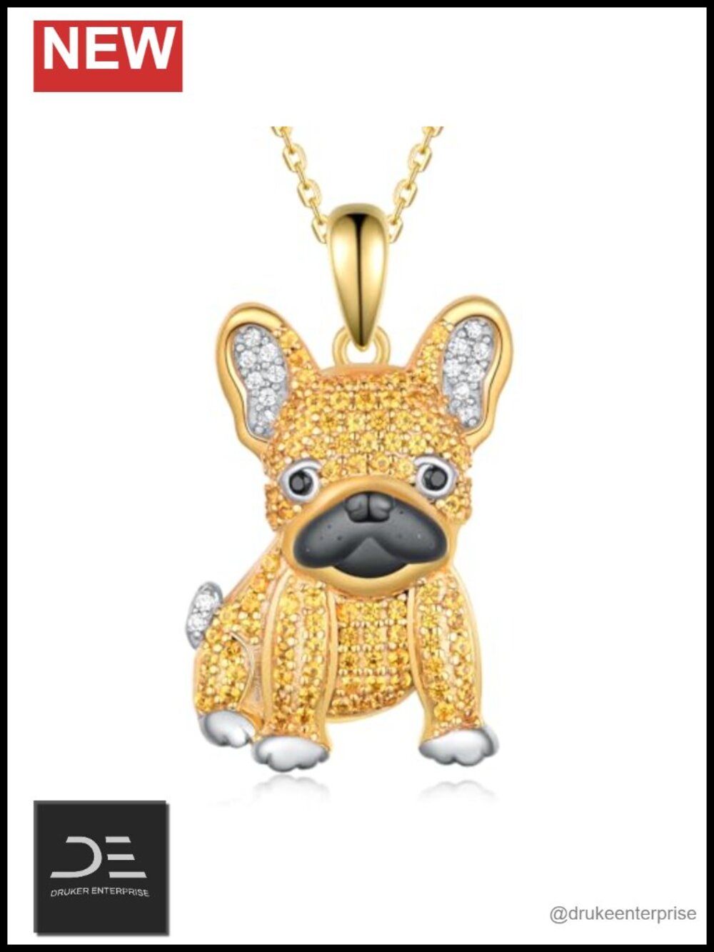 Sterling Silver Dog Pendant Necklace Cubic Zirconia Cute Animal Jewelry Gift